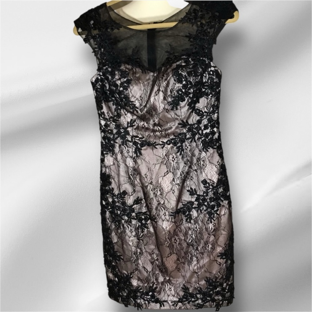 Decode Elegant Black Lace Overlay Dress